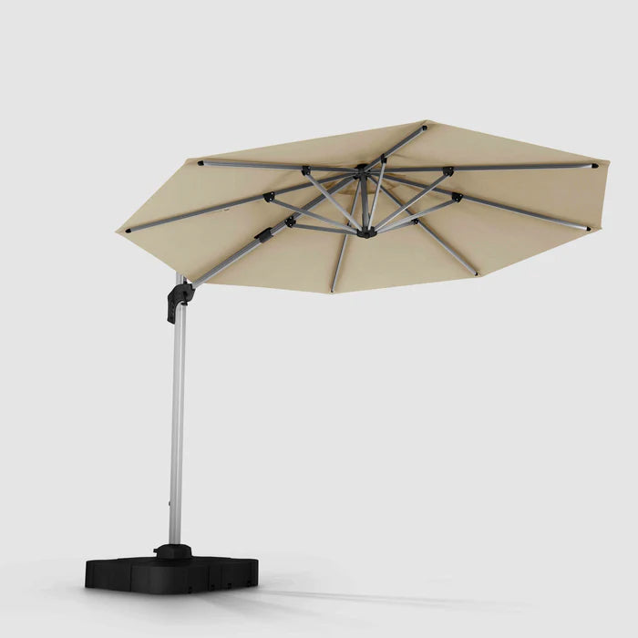 Outdoor Patio Umbrella Cantilever 10ft Beige Aluminum with 360° Rotation & Tilt, Offset Umbrella