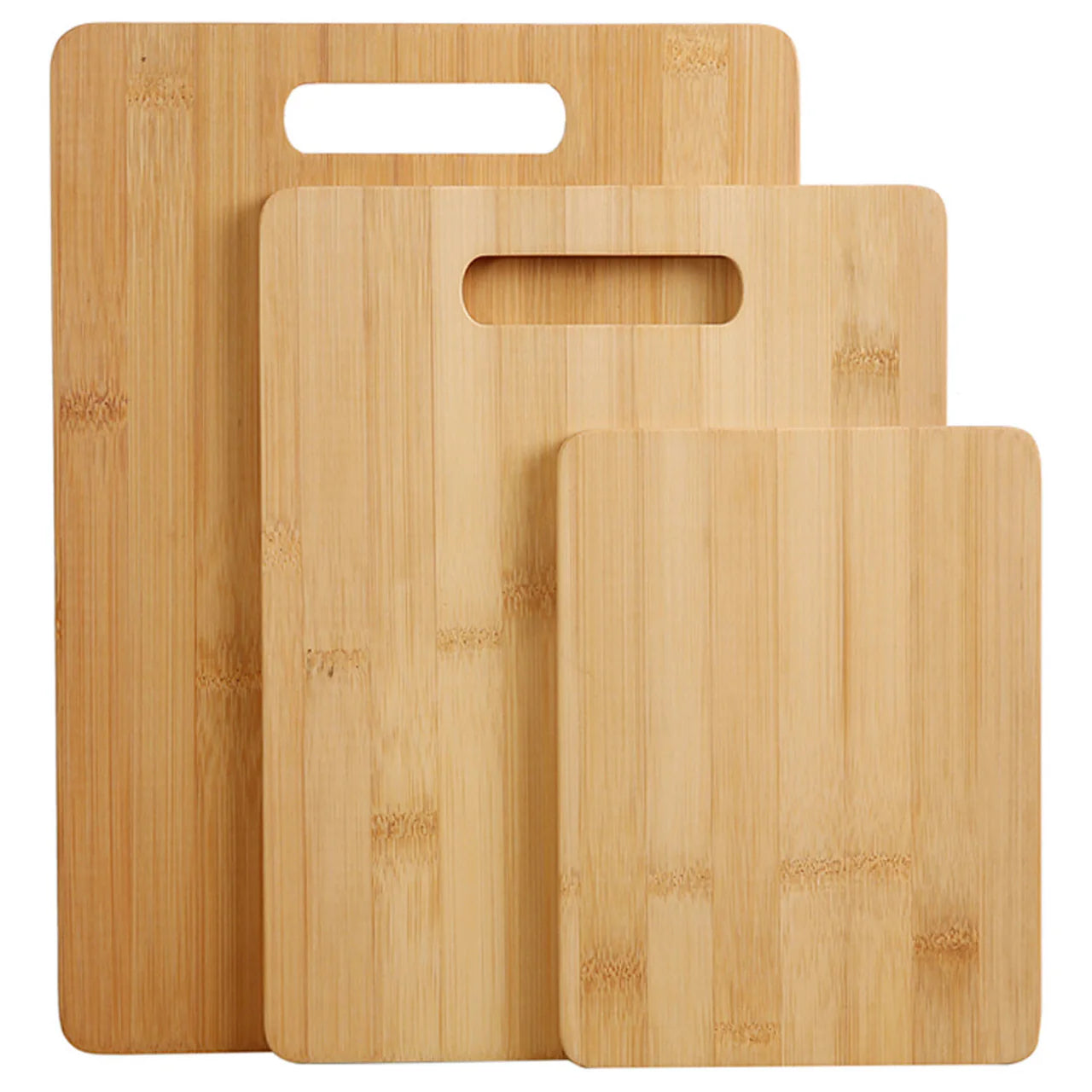 NatureSlice Kitchen Chopping Board Set Bamboo with Built-In Handles 3-Piece Cutting Boards, Eco-Friendly Prep Surface