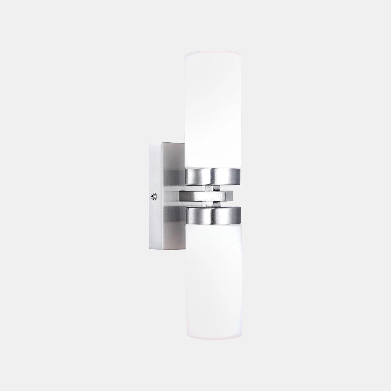 Bathroom Light Brushed Nickel Wall Sconce with Frosted Glass Dual E14 Bulbs, Modern Vanity Fixture