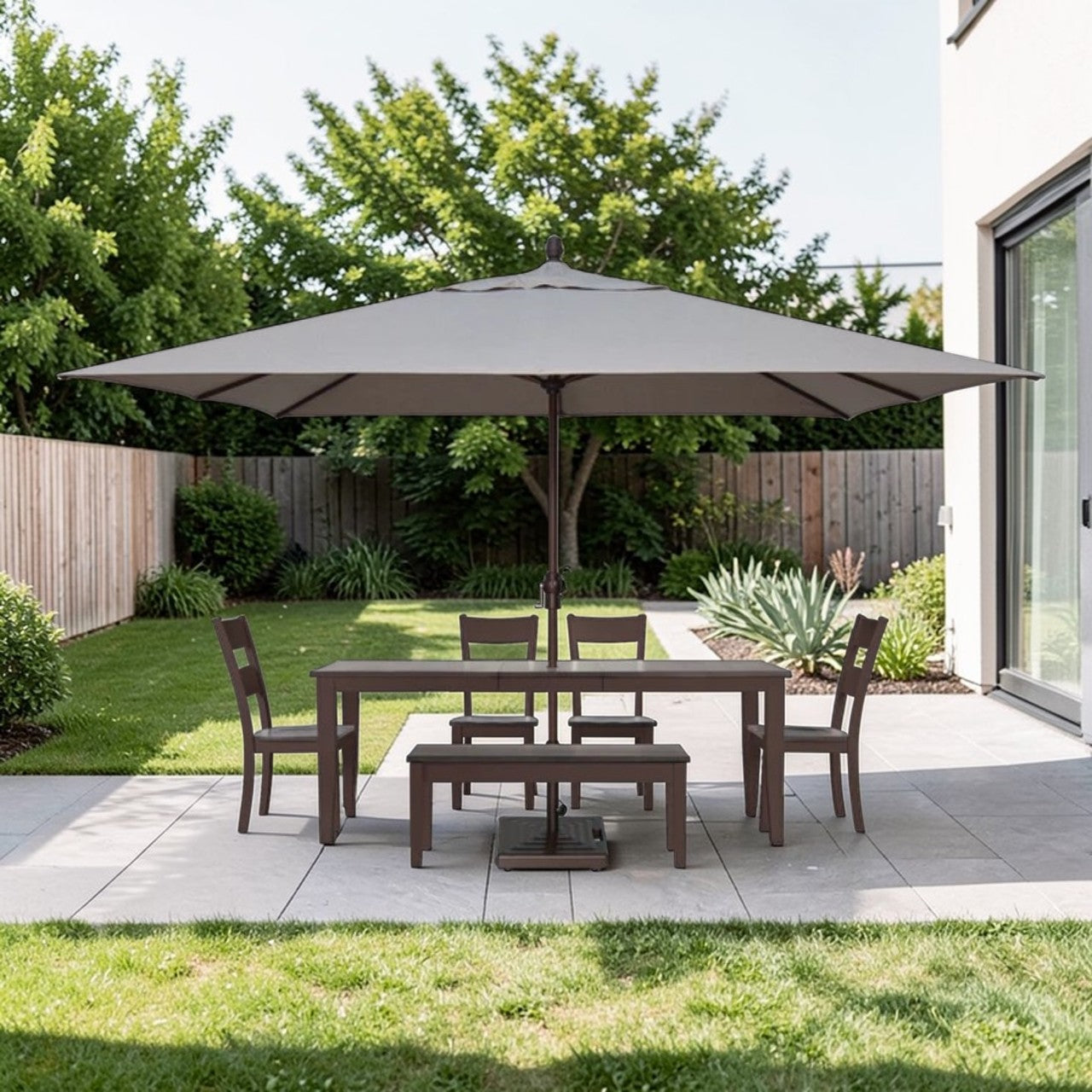Outdoor Patio Umbrella Rectangular Aluminum Black 11ft x 8ft with Crank Lift, Market Umbrella