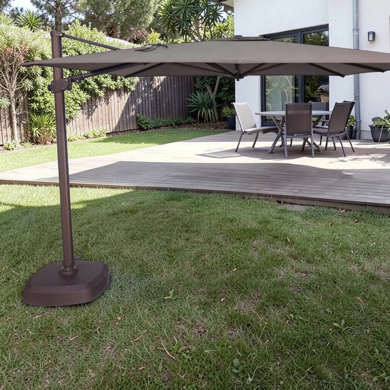 Square Patio Umbrella Cantilever, 10ft Gray Aluminum with 360° Rotation & Tilt, Premium Offset Umbrella