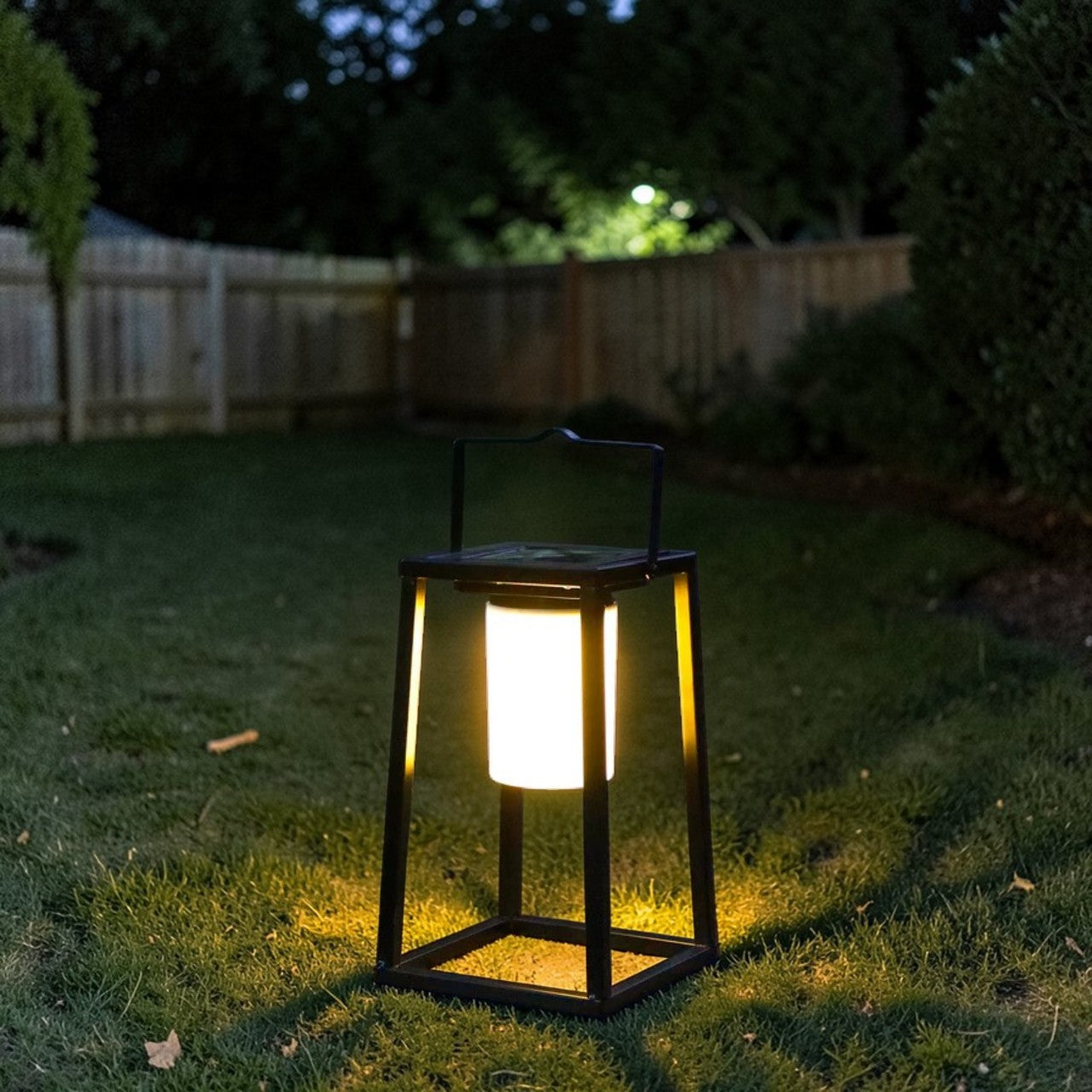 LumiCarry Solar Outdoor Light Black Metal Portable Lantern Waterproof LED Hanging Tabletop Outdoor Light