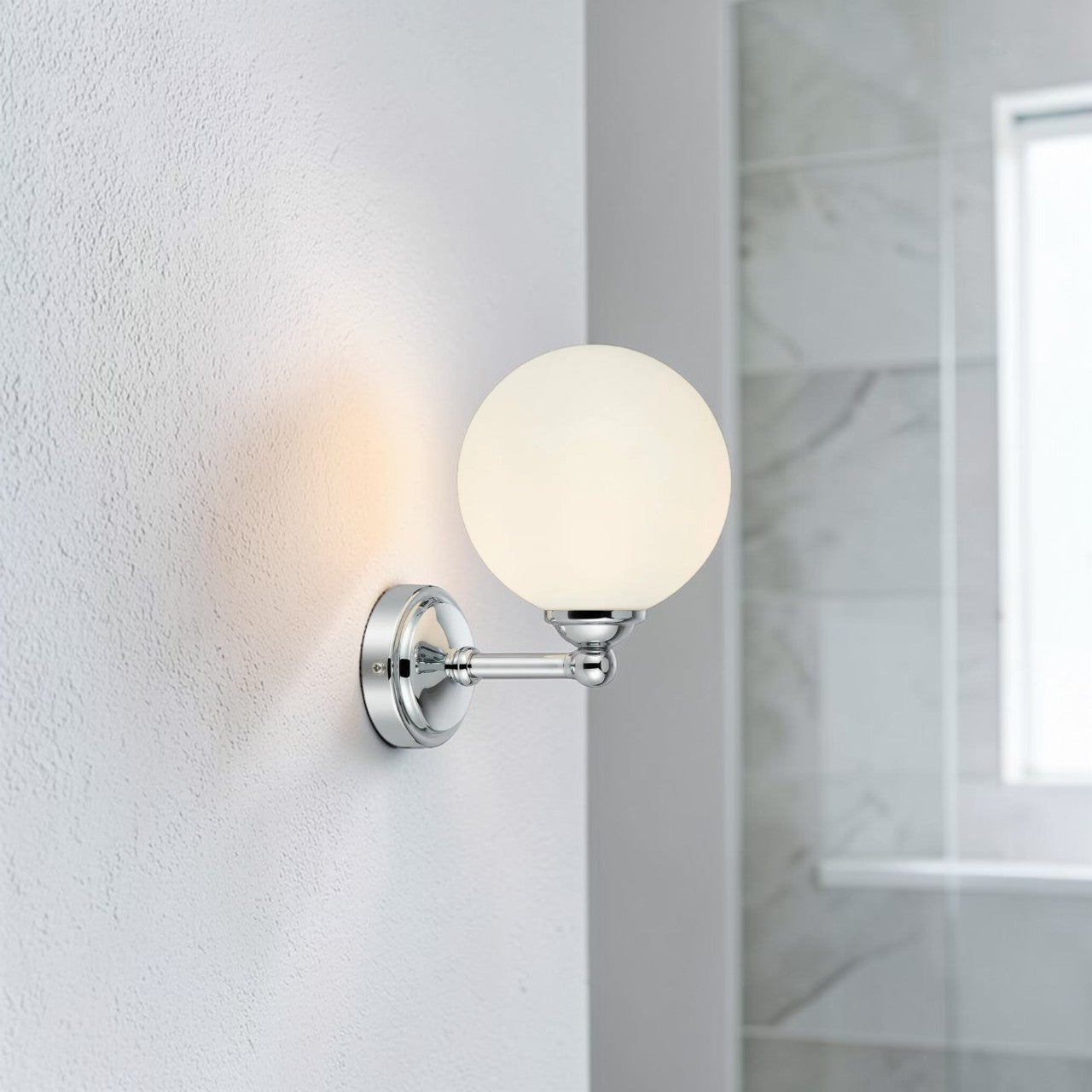 Bathroom Light Chrome Wall Sconce with Frosted Glass Globe G9 Fixture, Modern Vanity Lighting