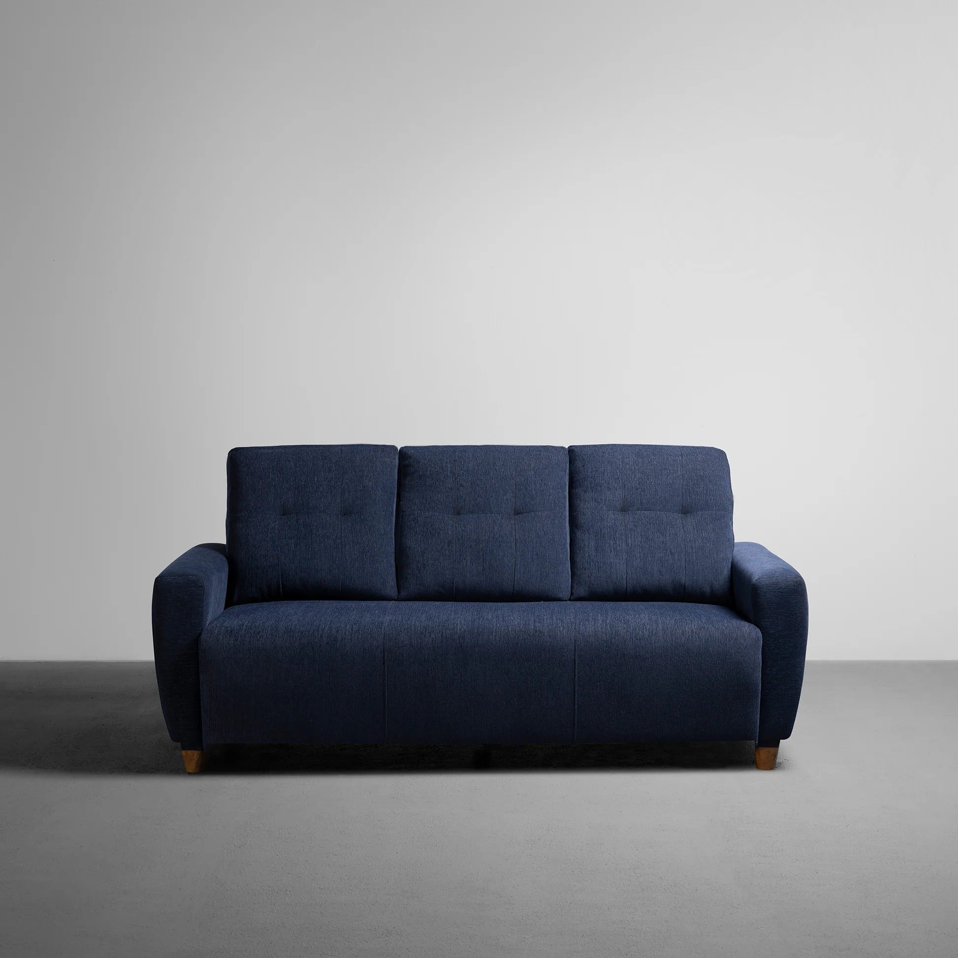 Berry Blue Living Room Sofa, Fabric 3-Seater with Tufted Back & Modern Design, Contemporary Couch