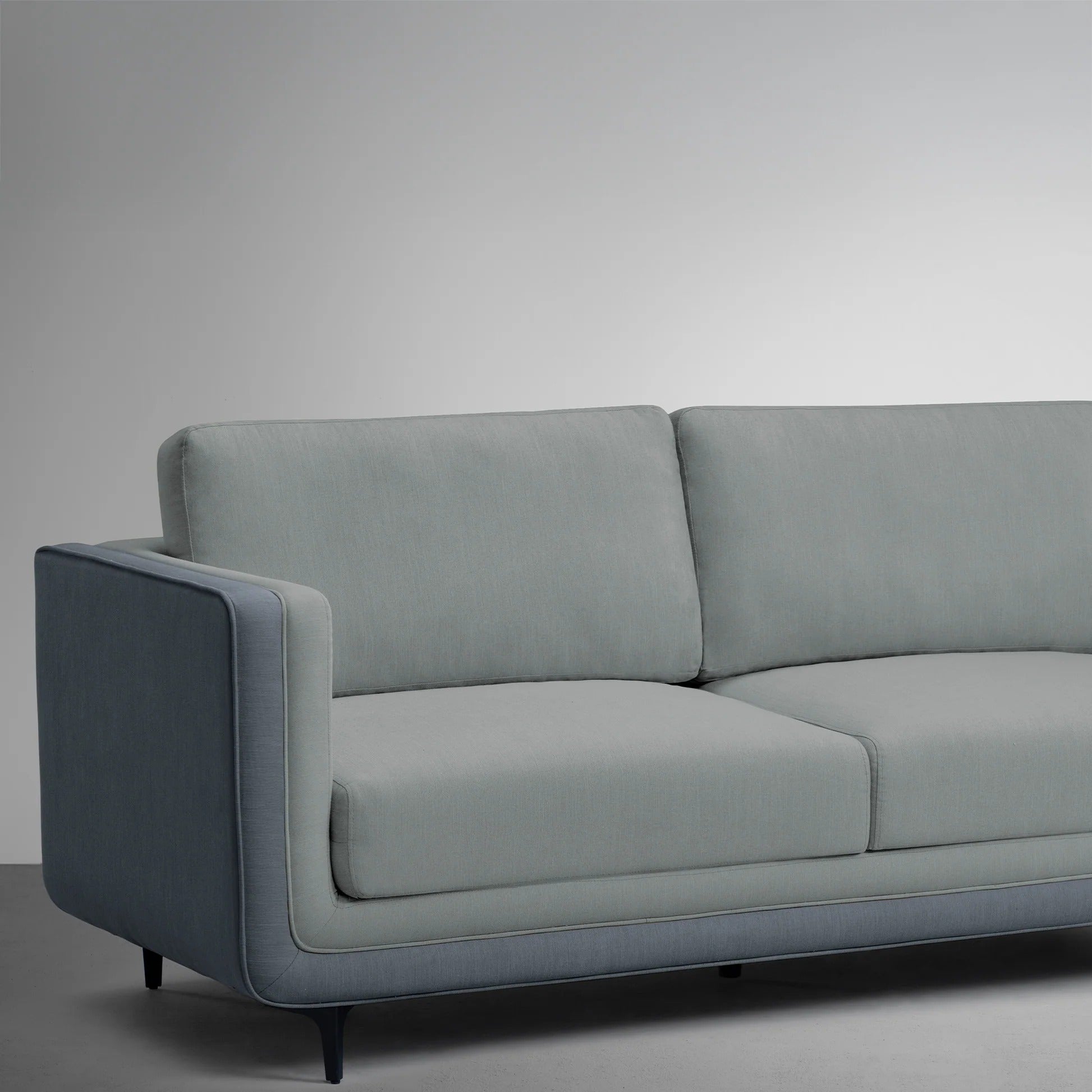 Living Room Sofa, Pepper Crush Gray Fabric 3-Seater with Modern Track Arms & Plush Cushions, Contemporary Couch