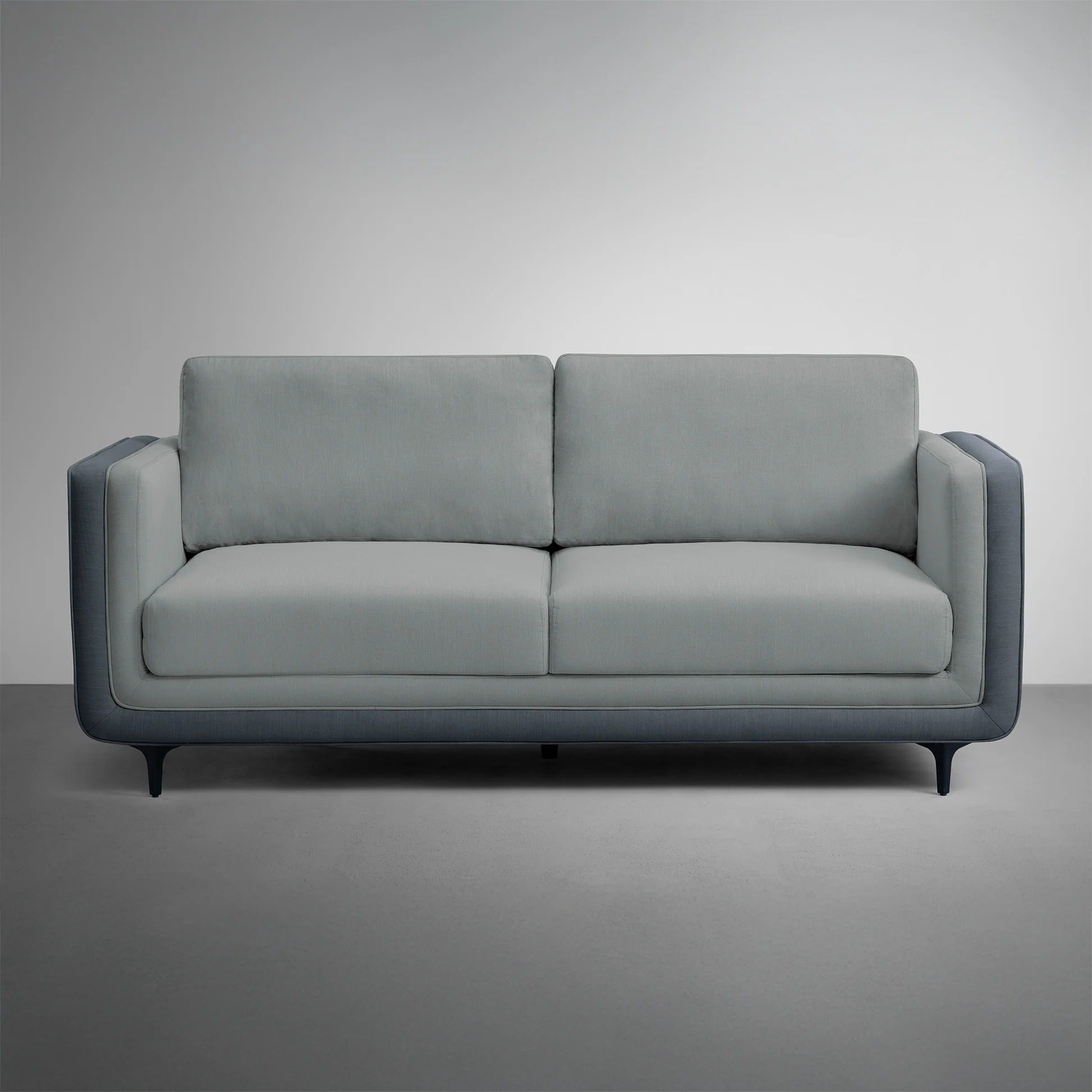 Living Room Sofa, Pepper Crush Gray Fabric 3-Seater with Modern Track Arms & Plush Cushions, Contemporary Couch