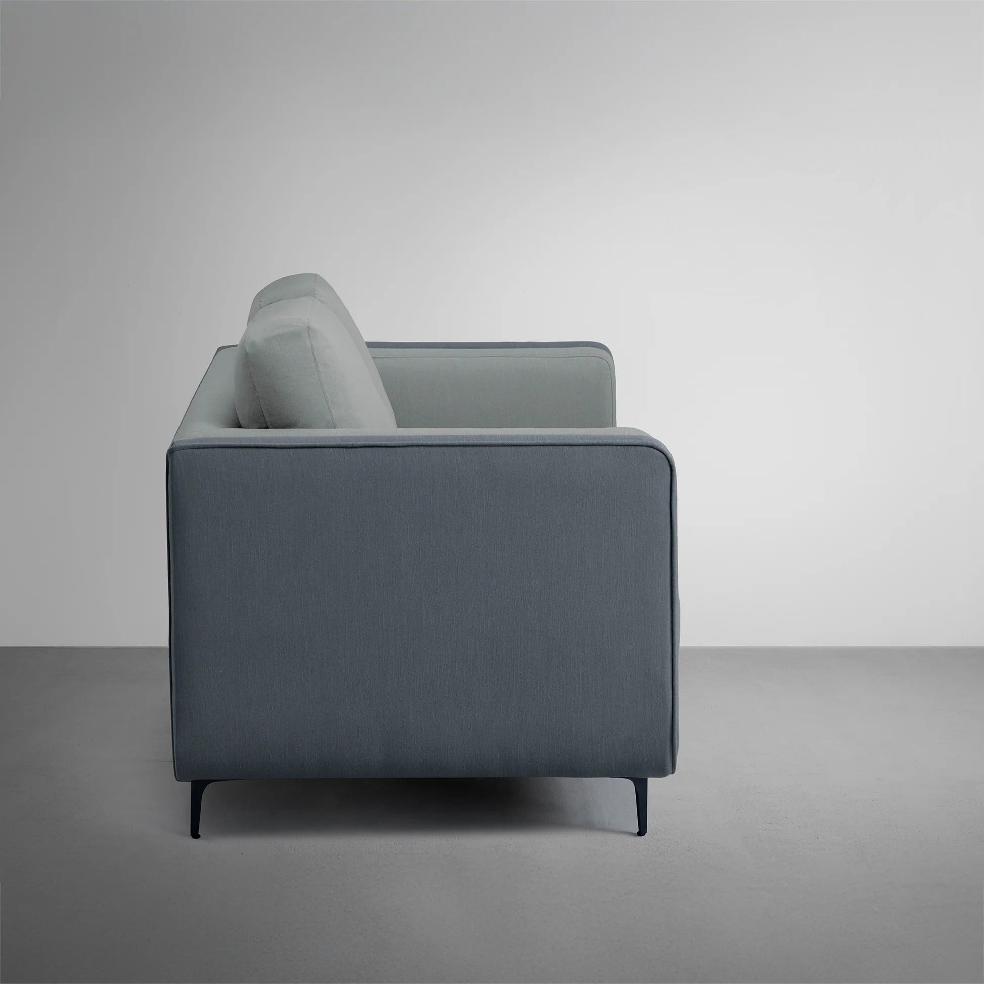 Living Room Sofa, Pepper Crush Gray Fabric 3-Seater with Modern Track Arms & Plush Cushions, Contemporary Couch
