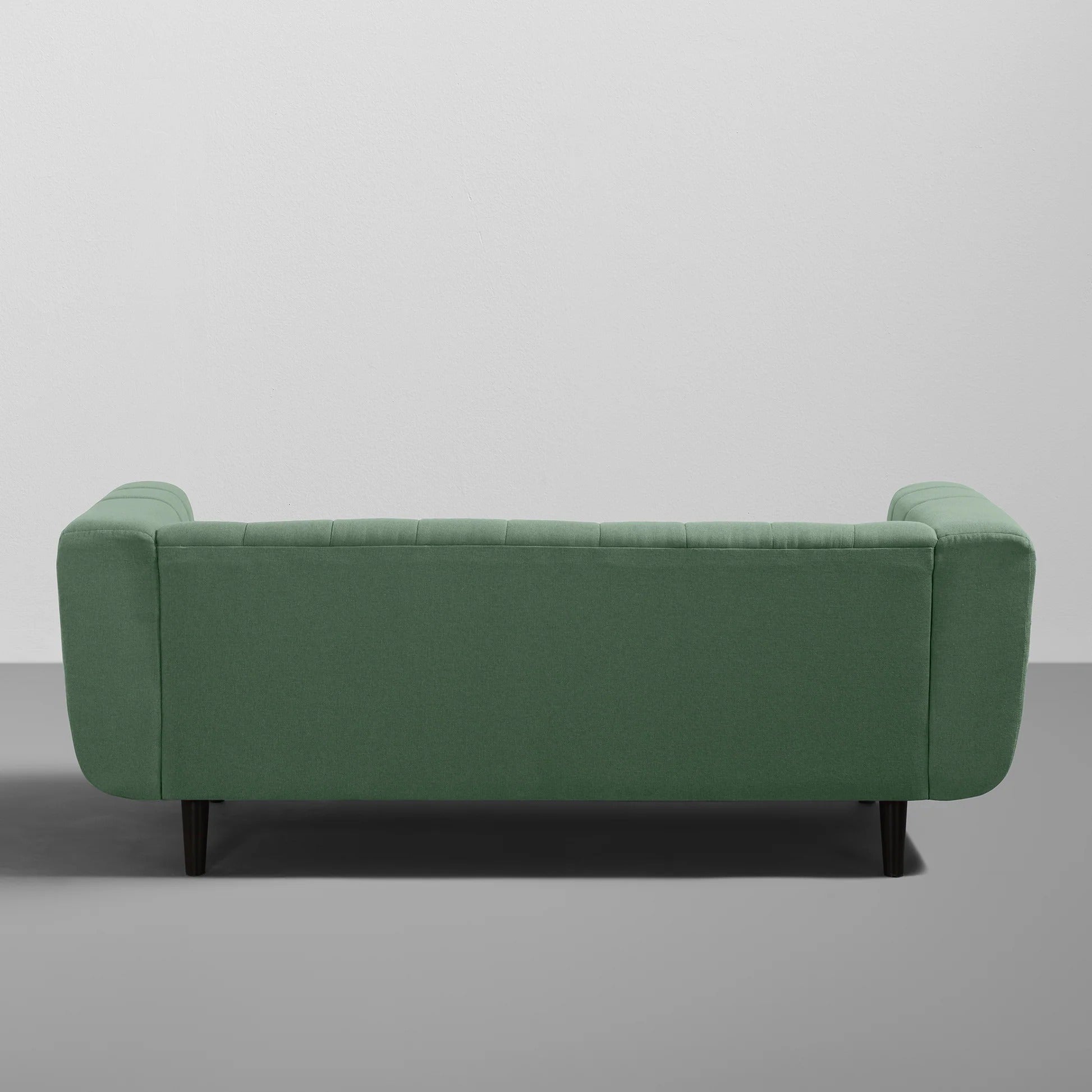 Living Room Sofa Sapling Green Fabric 3-Seater with Channel Tufting & Modern Design, Contemporary Couch