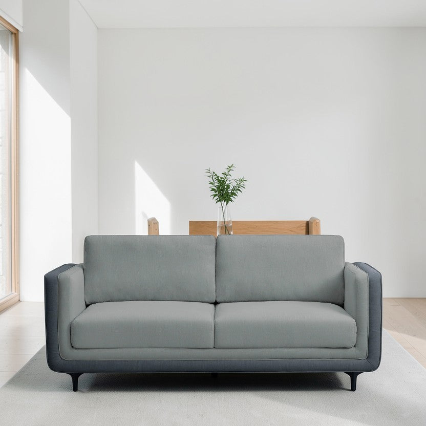 Living Room Sofa, Pepper Crush Gray Fabric 3-Seater with Modern Track Arms & Plush Cushions, Contemporary Couch