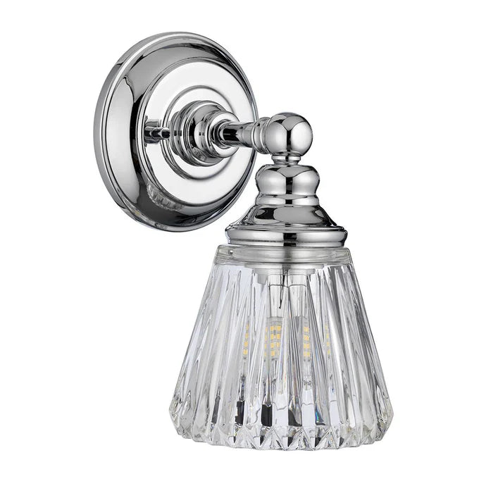 Bathroom Light Polished Chrome Wall Sconce with Cut Glass Shade G9 LED, Modern Vanity Fixture