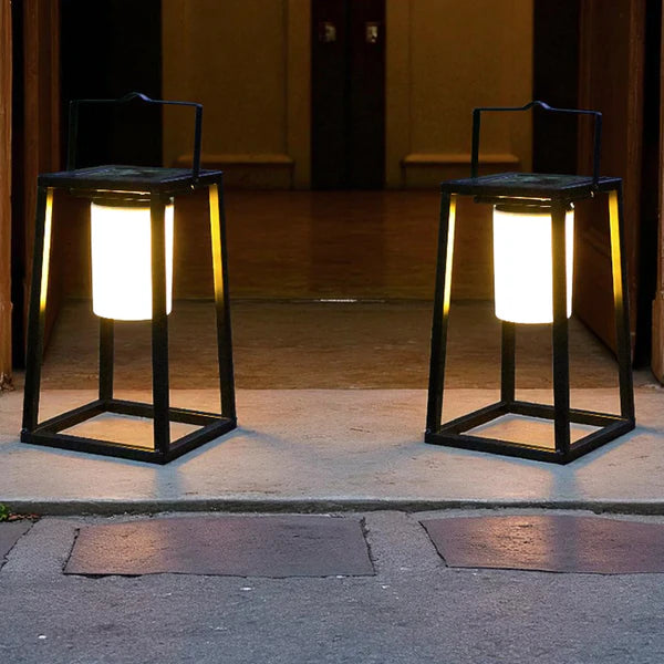 LumiCarry Solar Outdoor Light Black Metal Portable Lantern Waterproof LED Hanging Tabletop Outdoor Light