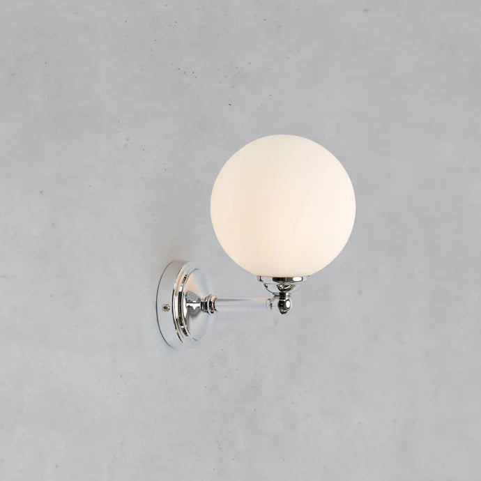 Bathroom Light Chrome Wall Sconce with Frosted Glass Globe G9 Fixture, Modern Vanity Lighting