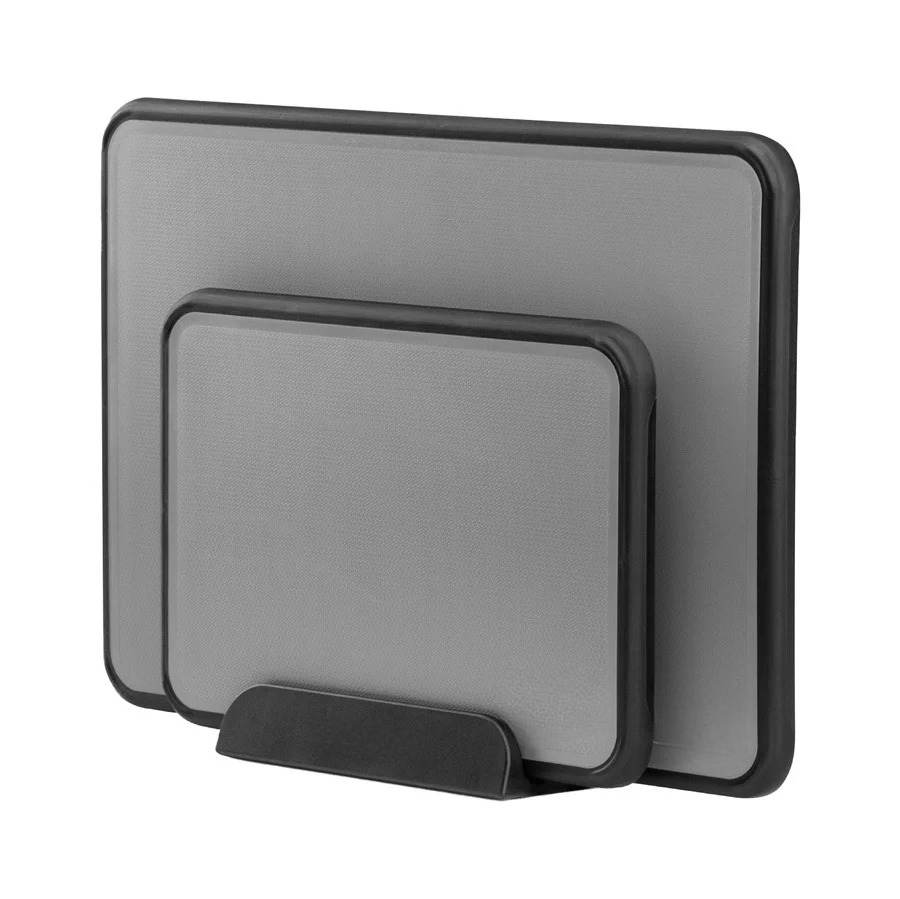 Kitchen Chopping Board Set Non-Slip Plastic with Silicone Fold-Up Edges & Stand, 3-Piece Prep System