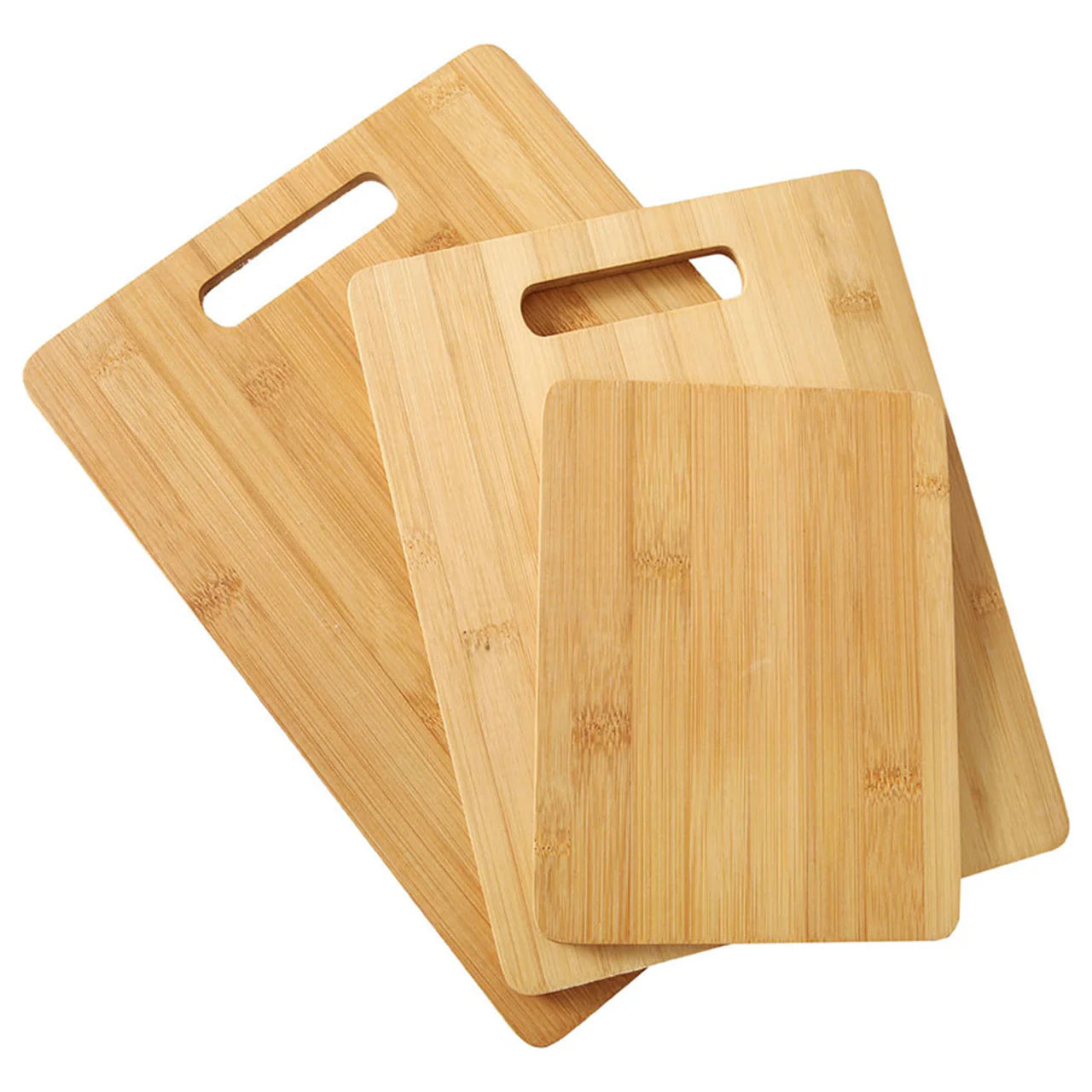 Kitchen Chopping Board Set Bamboo with Built-In Handles 3-Piece Cutting Boards, Eco-Friendly Prep Surface