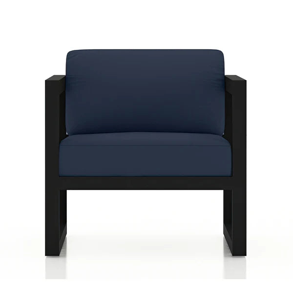 Outdoor Sofa Set, Aluminum Frame Navy Cushions 4 Piece with Coffee Table, Modern Patio Outdoor Sofa