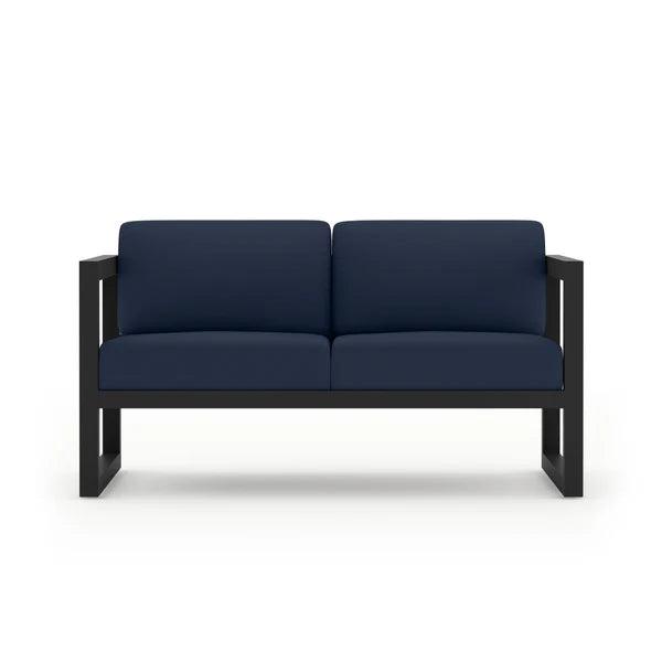 Outdoor Sofa Set, Aluminum Frame Navy Cushions 4 Piece with Coffee Table, Modern Patio Outdoor Sofa