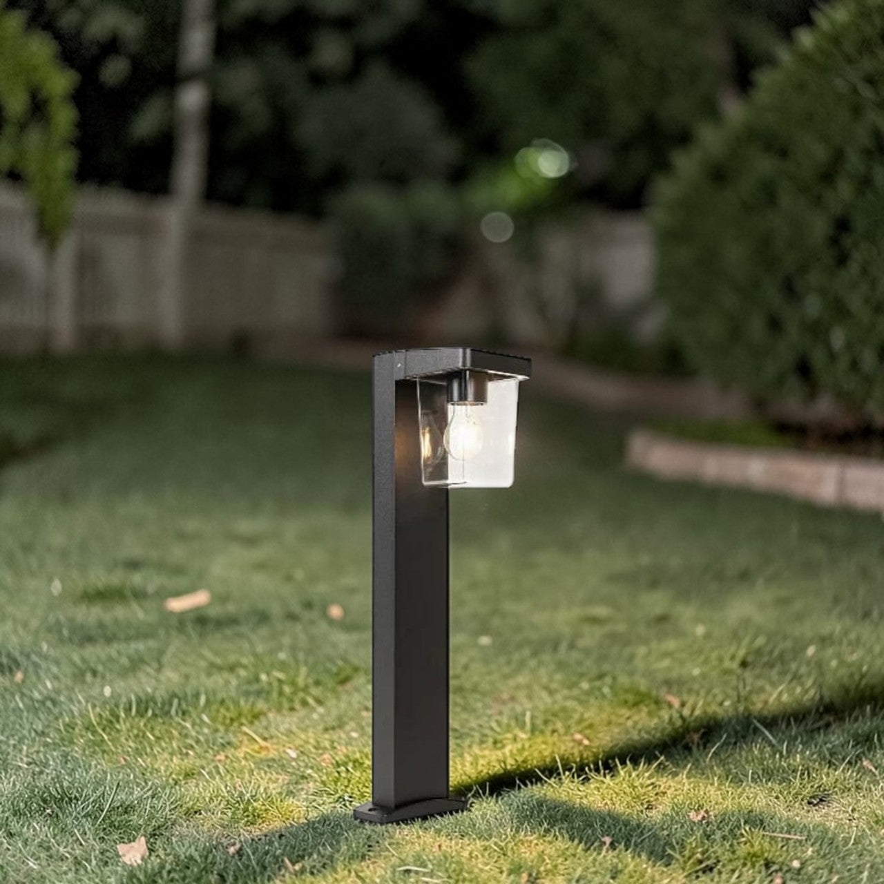 LED Outdoor Light Black Aluminum Post Lantern Clear Glass 1 Piece, Contemporary Outdoor Light