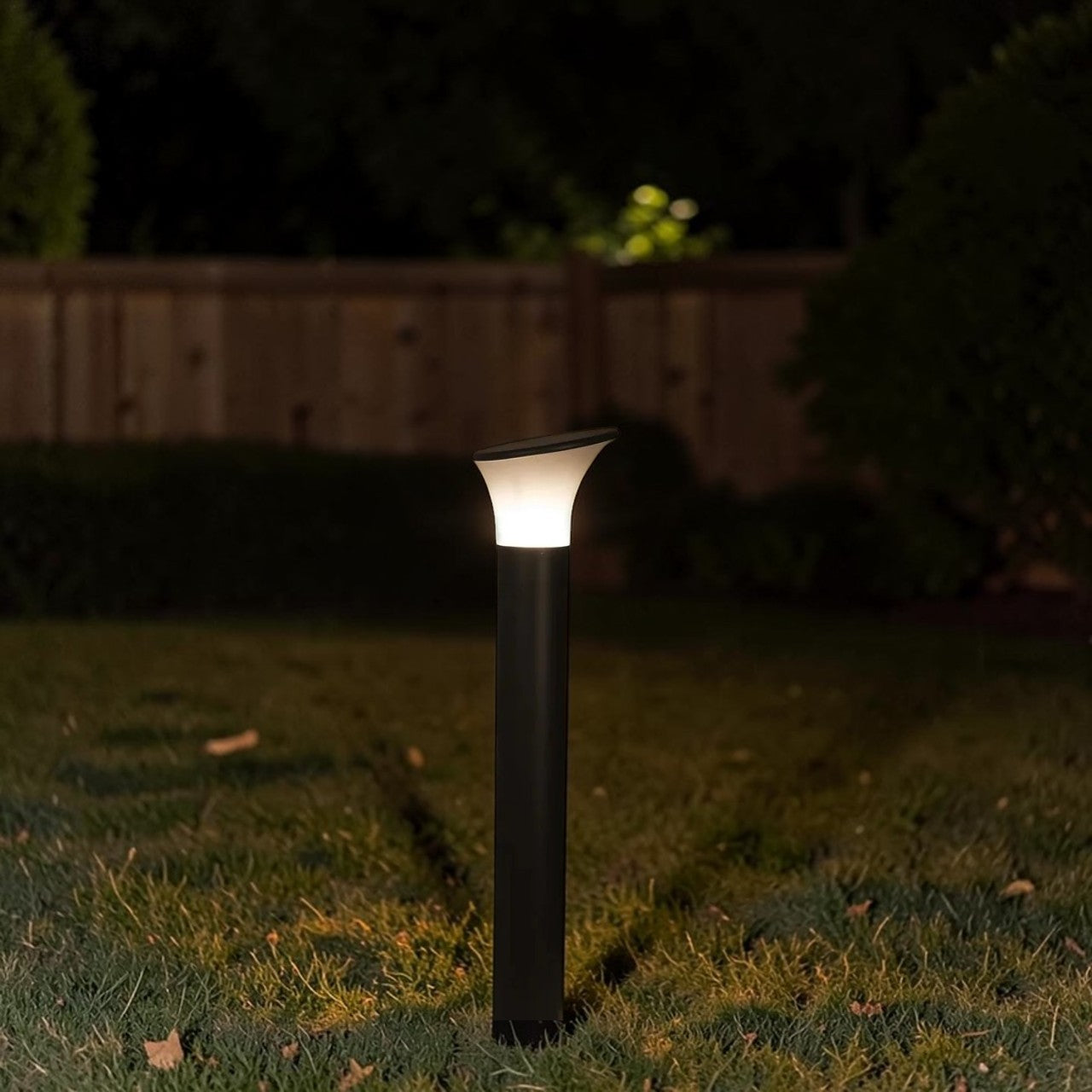 LED Outdoor Light Dark Gray Aluminum Bollard 1 Piece, Modern Garden Pathway Outdoor Light