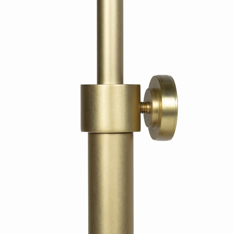 Living Room Floor Lamp, Brass Metal Adjustable Arm with Black or White Shade, Modern Mid-Century Standing Lamp