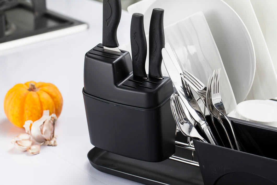 Kitchen Dishrack, 304 Stainless Steel Adjustable In-Sink Organizer with Utensil Holders, Space-Saving Design