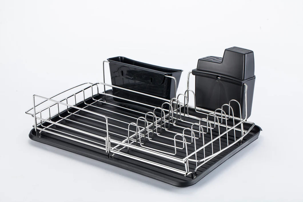 Kitchen Dishrack, 304 Stainless Steel Adjustable In-Sink Organizer with Utensil Holders, Space-Saving Design