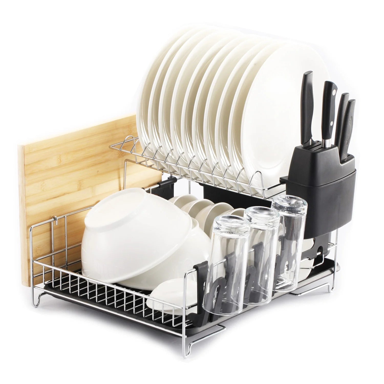Kitchen Dishrack, 304 Stainless Steel with Side Drainage System, Large Capacity Countertop Organizer
