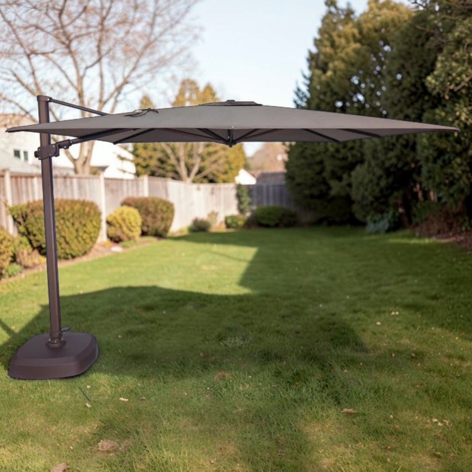 Square Patio Umbrella Cantilever, 10ft Gray Aluminum with 360° Rotation & Tilt, Premium Offset Umbrella