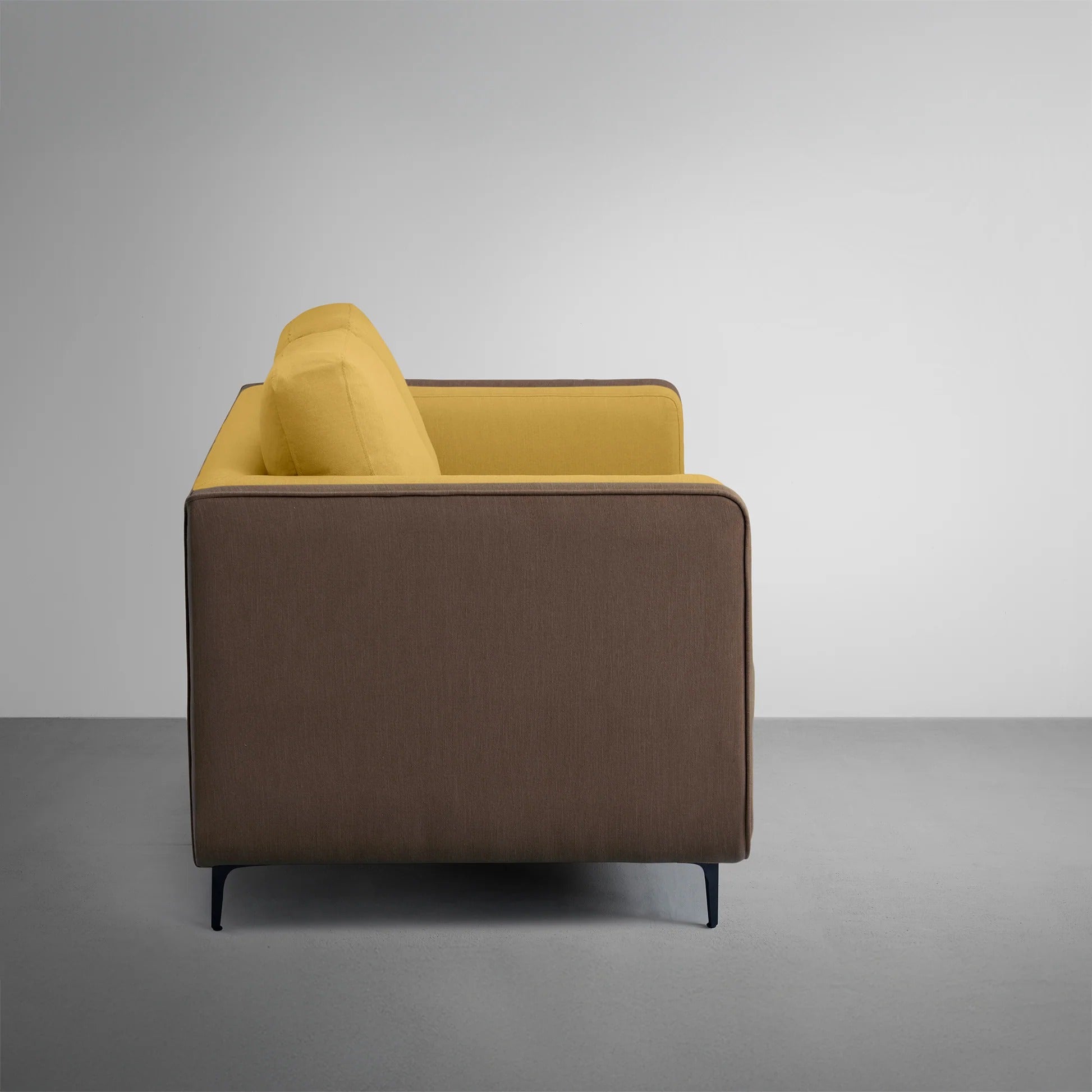Lemon Zing Sofa, Yellow Fabric 3-Seater with Modern Track Arms & Plush Cushions, Contemporary Couch