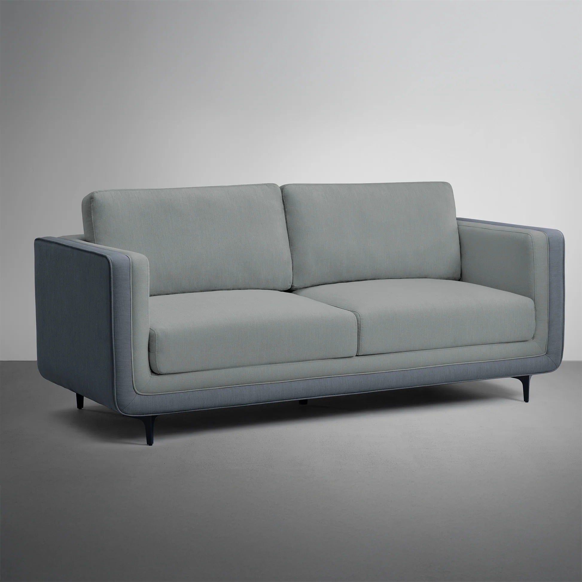 Living Room Sofa, Pepper Crush Gray Fabric 3-Seater with Modern Track Arms & Plush Cushions, Contemporary Couch