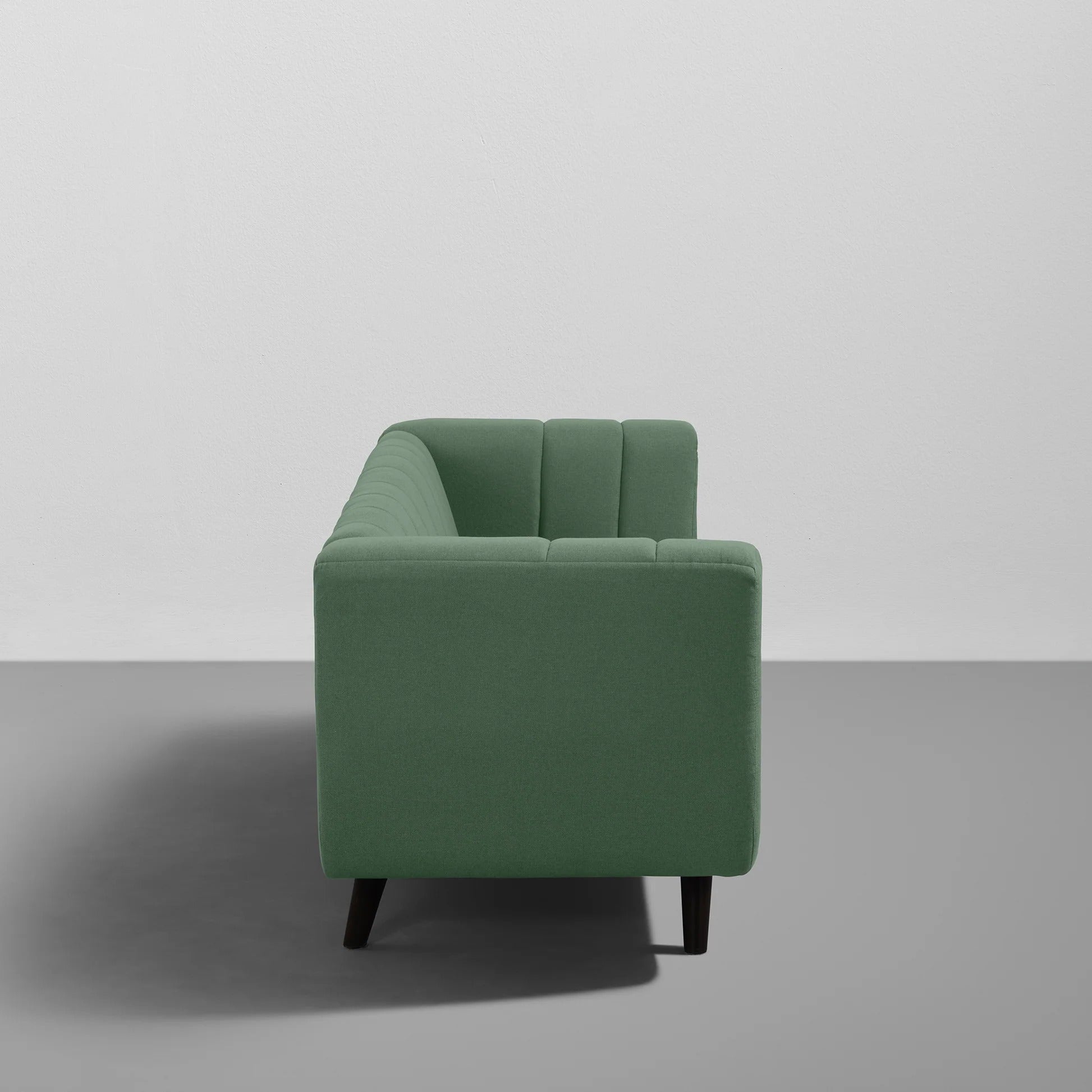 Living Room Sofa Sapling Green Fabric 3-Seater with Channel Tufting & Modern Design, Contemporary Couch