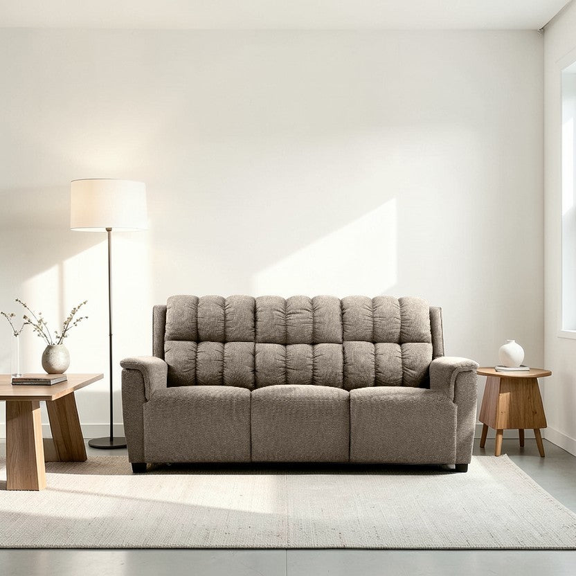 Slate Gray Living Room Sofa, Fabric 3-Seater with Power Recline & USB Ports, Modern Motion Couch