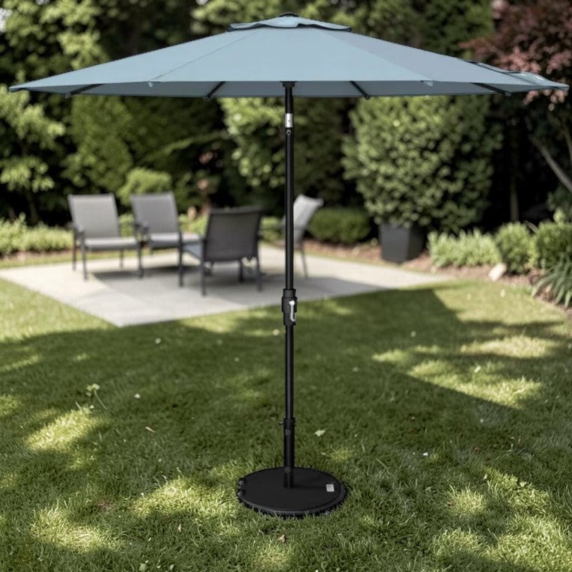 Outdoor Patio Umbrella Aluminum Blue with Crank & Tilt System, Commercial Market Umbrella
