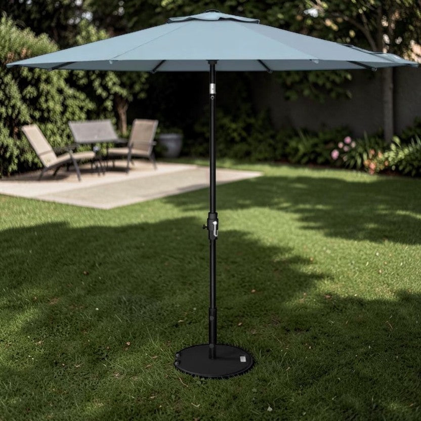 Outdoor Patio Umbrella Aluminum Blue with Crank & Tilt System, Commercial Market Umbrella