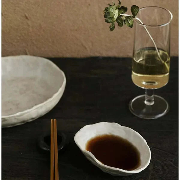 Kitchen Tableware Set White Textured Ceramic Service for 6, Modern Minimalist Dining Collection