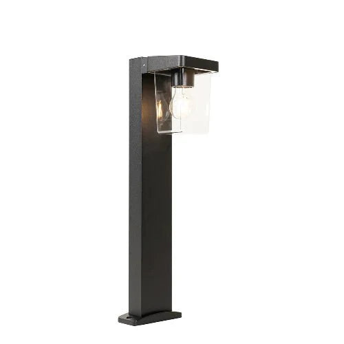 LED Outdoor Light, Black Aluminum Post Lantern Clear Glass 1 Piece, Contemporary Outdoor Light