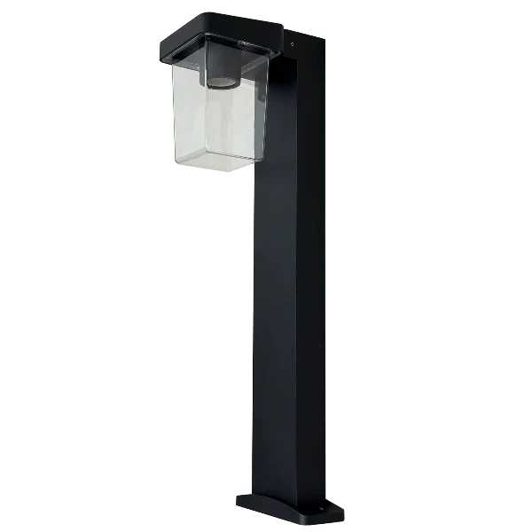 LED Outdoor Light, Black Aluminum Post Lantern Clear Glass 1 Piece, Contemporary Outdoor Light