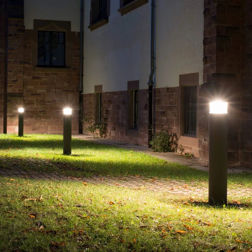 LED Outdoor Light Black Aluminum Bollard Warm White 1 Piece, Modern Pathway Outdoor Light