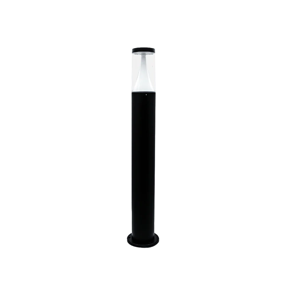 LED Outdoor Light Black Aluminum Bollard Warm White 1 Piece, Modern Pathway Outdoor Light